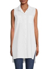 Saks Fifth Avenue Side Slit Linen Blend Tunic Shirt