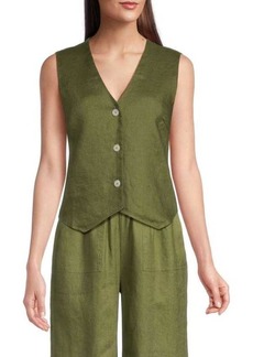 Saks Fifth Avenue Solid 100% Linen Vest