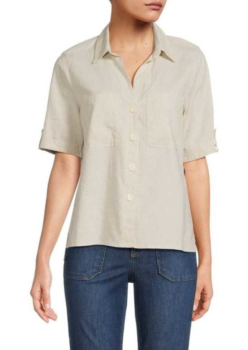 Saks Fifth Avenue Solid Linen Blend Shirt