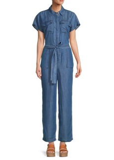 Saks Fifth Avenue Spread Collar Denim Jumpsuit