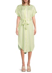 Saks Fifth Avenue Striped Belted Midi Dress