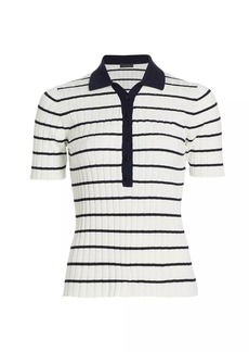 Saks Fifth Avenue Striped Cotton-Blend Knit Polo Shirt