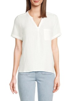 Saks Fifth Avenue Textured Splitneck Blouse