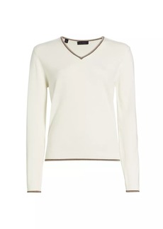Saks Fifth Avenue Tipped Wool V-Neck Sweater