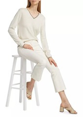 Saks Fifth Avenue Tipped Wool V-Neck Sweater