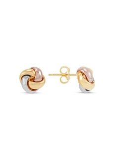 Saks Fifth Avenue Tri Tone 14K Gold Love Knot Stud Earrings