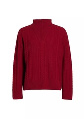 Saks Fifth Avenue Wool-Blend Cable-Knit Quarter-Zip Sweater
