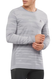 Salomon Men's Camo Long Sleeve T-Shirt, Medium, Alloy/Heather