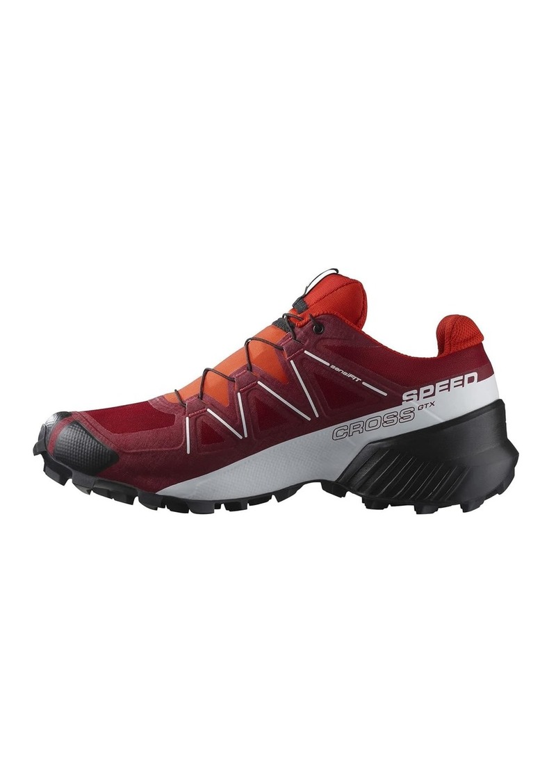 Salomon Men's SPEEDCROSS GORE-TEX Trail Running Shoes for Men Red Dahlia / White / Black