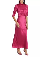 Saloni Adele Hammered Silk Maxi Dress