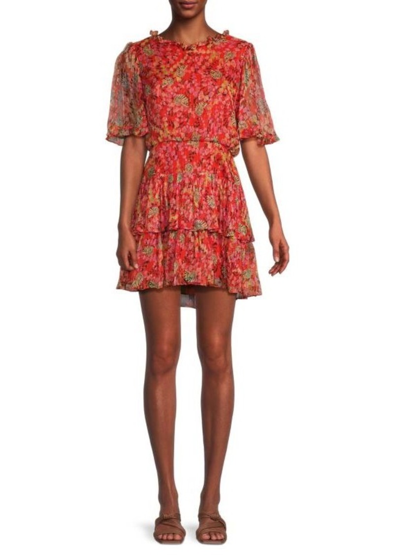 Saloni Ava Print Tiered Mini Dress