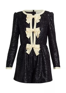 Saloni Camille Sequin Bow Playsuit