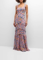 Saloni Chandra Floral Ruffled Gown