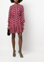 Saloni floral-print belted mini dress