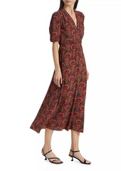 Saloni Isla Printed Short-Sleeve Midi-Dress