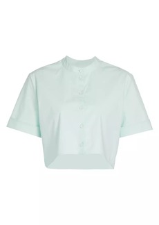 Saloni Jude Cropped Stretch Poplin Shirt