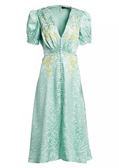 Saloni Lea Floral Silk Midi-Dress
