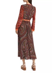 Saloni Lea Paisley Silk V-Neck Maxi Dress