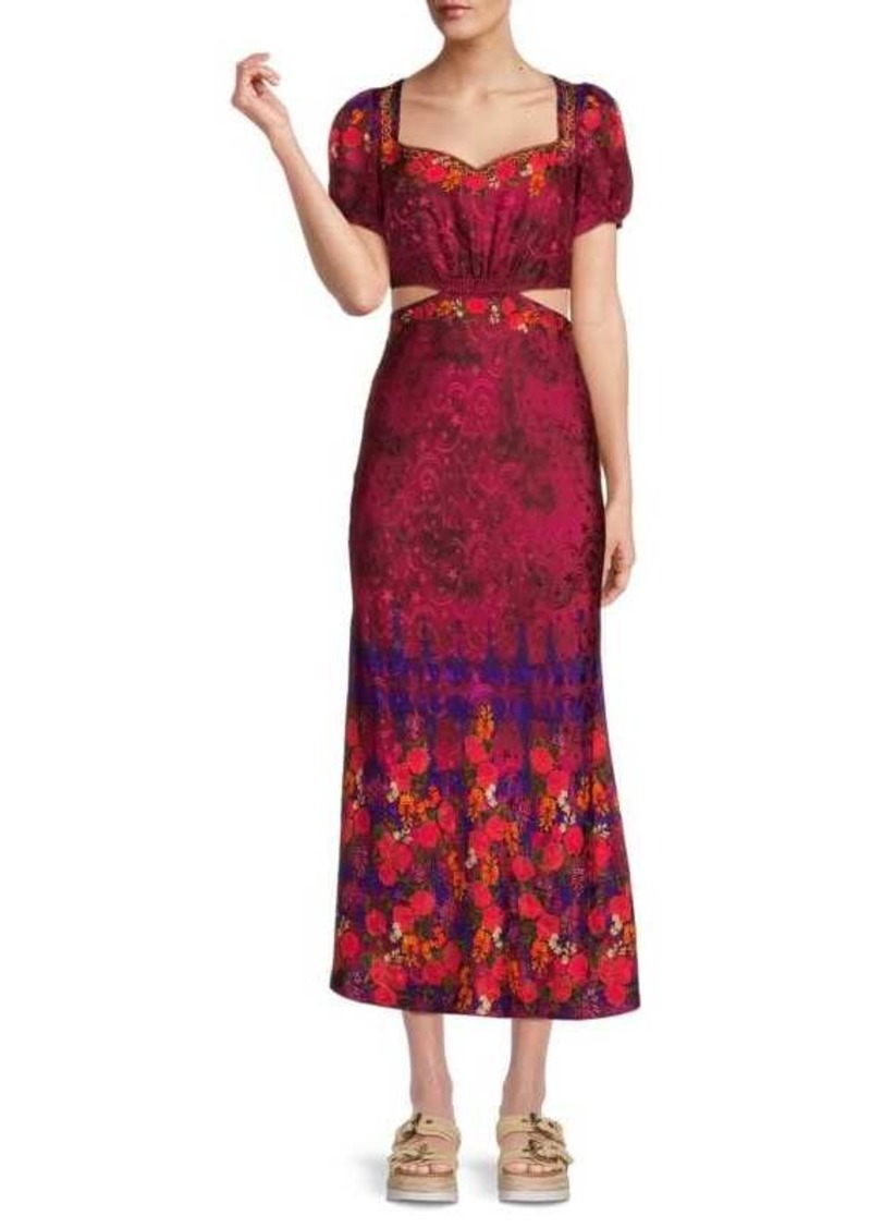 Saloni Lula Silk Cutout Midaxi Dress