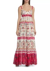 Saloni Naki Printed Linen Maxi Dress