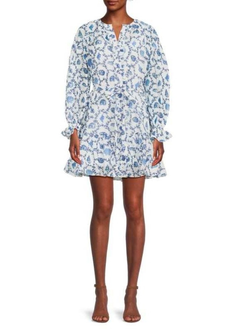 Saloni Pixie Shell Print Silk Blend Mini Dress