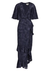 Saloni Rose Jacquard Ruffled Midi Dress