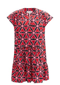 Saloni - Ashley-b Geometric-print Cotton Dress - Womens - Red