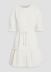 Saloni - Billie tiered ruffle-trimmed cotton-seersucker mini dress - White - UK 8