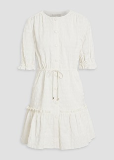 Saloni - Billie tiered ruffle-trimmed cotton-seersucker mini dress - White - UK 6