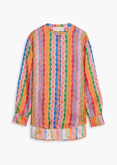 Saloni - Bobbi printed silk satin-twill shirt - Orange - UK 10