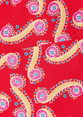 Saloni - Cropped printed cotton-poplin top - Red - UK 4