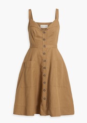 Saloni - Fara cotton and linen-blend dress - Neutral - UK 14