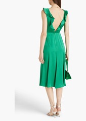 Saloni - Holly ruffled silk-satin midi dress - Green - UK 6