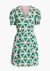 Saloni - Lea floral-print ECOVERO™-blend crepe mini wrap dress - Green - UK 6