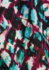 Saloni - Mari pleated silk satin-jacquard mini wrap dress - Blue - UK 6