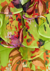 Saloni - Rita ruffled printed silk-georgette midi dress - Green - UK 8
