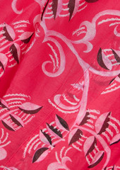 Saloni - Tilda belted printed cotton and silk-blend voile mini dress - Pink - UK 12
