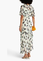 Saloni - Vida ruffled printed silk-georgette maxi dress - Multicolor - UK 4