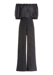 Saloni - Women's Juli Printed Silk Jumpsuit - Black - Moda Operandi