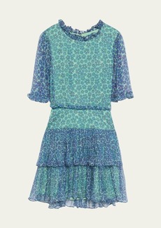 Saloni Ava D Tiered Ruffle Silk Mini Dress