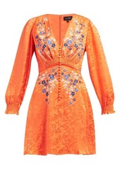Saloni Eve floral-jacquard silk mini dress