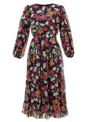 Saloni Isabel floral-print silk-chiffon midi dress