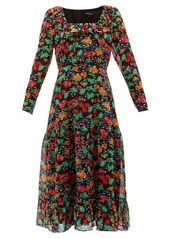 Saloni Misha floral-print silk-chiffon midi dress