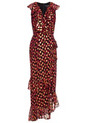 Saloni Woman Anita Ruffled Floral-print Fil Coupé Chiffon Midi Dress Black
