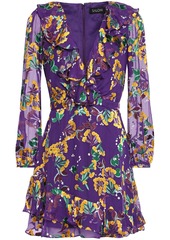 Saloni Woman Jodie Floral-print Devoré-chiffon Mini Dress Purple