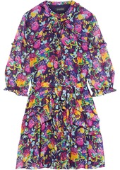 Saloni Woman Tilly Belted Ruffled Floral-print Silk-georgette Mini Dress Multicolor