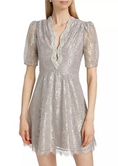 Saloni Tabitha Metallic Lace Minidress