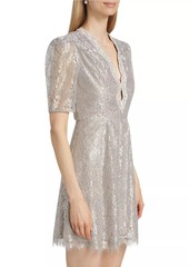 Saloni Tabitha Metallic Lace Minidress