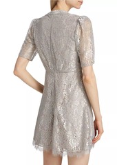 Saloni Tabitha Metallic Lace Minidress