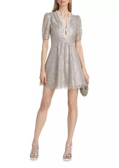 Saloni Tabitha Metallic Lace Minidress